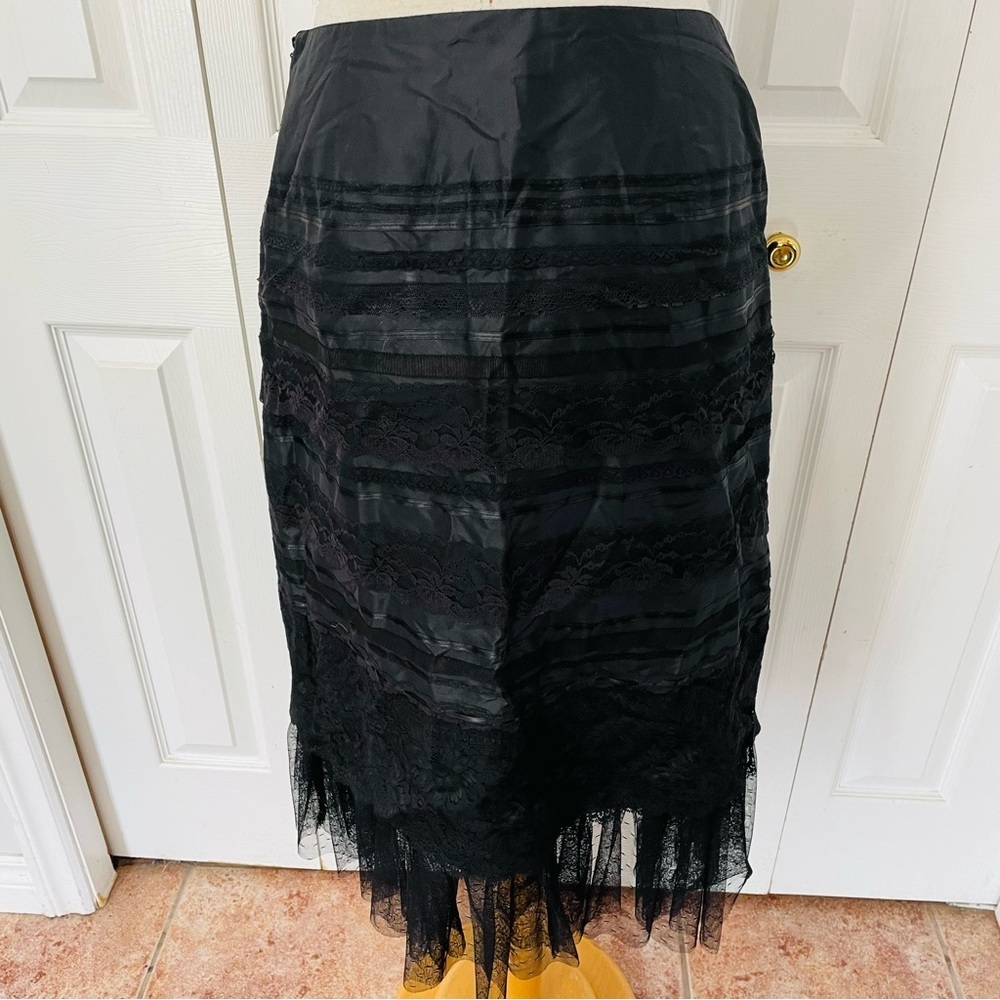 Vintage Express 100% Silk, Lace and tulle Midi Black Skirt - Picture 2 of 13